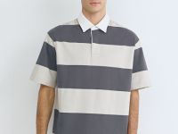 Поло в полоску из хлопка, Голубой