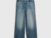 Свободные прямые джинсы средней посадки, Синий