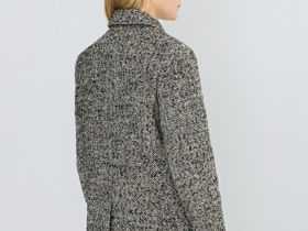 Однобортный жакет с шерстью, Коричневый