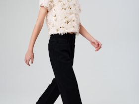 Брюки текстильные джинсовые для девочек