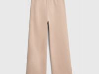 Широкие трикотажные брюки для девочек, Бежевый