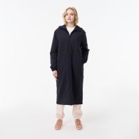 Женская длинная парка Lacoste с капюшоном и боковым клапаном на пуговицах