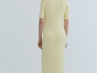 Платье в рубчик с воротником поло, Желтый