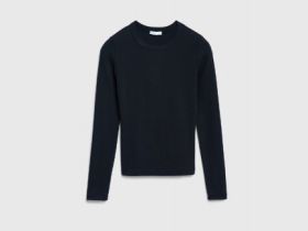 Лонгслив в рубчик, Черный