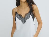 Сатиновый топ с кружевом, Белый