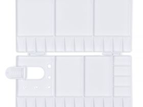 Палитра пластиковая Pinax с крышкой и ячейками для красок, 13х26 см