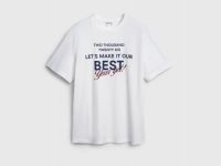 Пижамная футболка с текстовым принтом, Белый