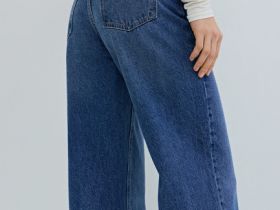 Широкие джинсы с высокой посадкой, Синий