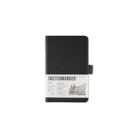 Блокнот для зарисовок Sketchmarker 9*14 см 80 л 140 г, твердая обложка черно-белая