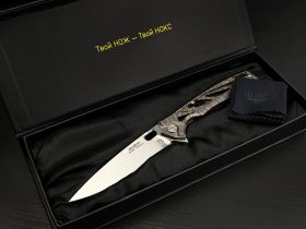 Складной нож НОКС Майор Elite, сталь М390, рукоять титан, Tiger Stripe Flamed