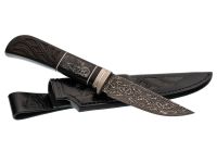 Авторский нож Сова, сталь мозаичный дамаск, подарочная шкатулка