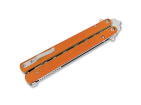Тренировочный нож бабочка (балисонг) Boker Balisong Trainer, сталь 420, рукоять G10, оранжевый