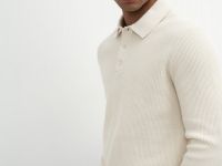Джемпер текстурной вязки с воротником-поло, Белый