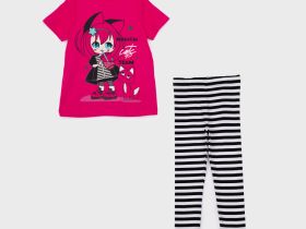 Комплект трикотажный для девочек: фуфайка (футболка), брюки (легинсы)