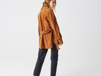 Женское кожаное полупальто Lacoste с поясом