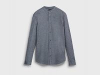 Рубашка с воротником мао, Серый