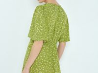 Мини-платье с принтом и рюшами, Зеленый