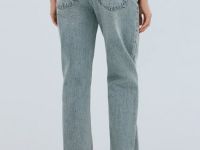 Прямые джинсы со средней посадкой, Голубой