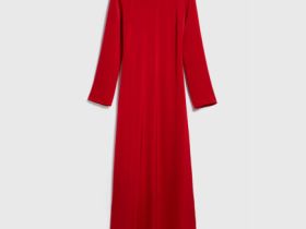 Сатиновое платье с завязками на спине, Красный