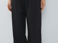 Широкие брюки со льном, Черный