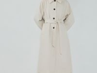 Однобортный длинный плащ, Бежевый