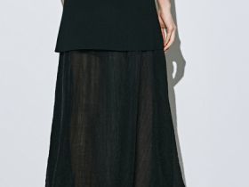 Двуслойная юбка с полупрозрачным подолом, Черный