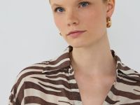 Блузка из вискозы с узлом-завязкой, Бежевый