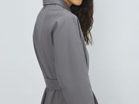 Однобортный длинный плащ, Серый