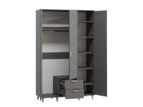 Распашной шкаф Пронто 3-130x210 Графитовый
