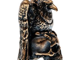 Бусина для темляка Ворон с черепом, бронза