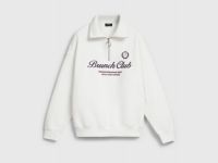 Толстовка с принтом и воротником на молнии, Бежевый