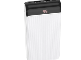 Универсальный внешний аккумулятор Hoco J59A 20000 mAh USBx2 2.0A/Type-C c дисплеем пластик (белый)