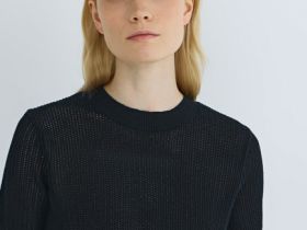 Ажурный джемпер с коротким рукавом, Черный