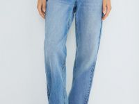 Прямые джинсы с высокой посадкой, Голубой