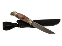 Финка НКВД, дамаск, стабилизированная коричневая карельская береза