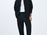 Бомбер на молнии из ткани интерлок, Черный