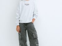 Свитшот с принтом для девочек, Серый