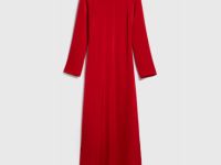 Сатиновое платье с завязками на спине, Красный