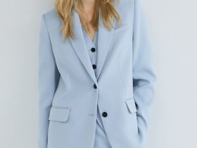 Однобортный жакет, Голубой