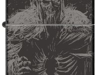 Зажигалка ZIPPO Skull King с покрытием High Polish Black, латунь/сталь, черная, глянцевая, 38x13x57 мм