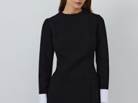 Платье мини с контрастными манжетами, Черный