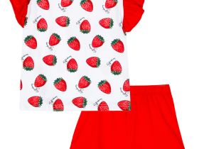 Комплект трикотажный для девочек: фуфайка (футболка), юбка-шорты