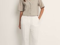 Брюки прямого кроя с добавлением льна