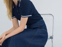 Джемпер поло в рубчик, Синий