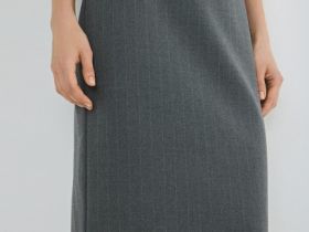 Прямая юбка миди, Серый