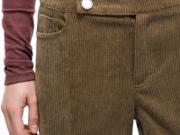 Оливковые расклешенные брюки из вельвета Глория Джинс