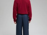 Утепленные брюки широкого кроя с утяжниками по низу