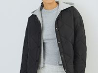 Стёганая куртка с капюшоном, Черный