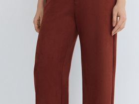 Прямые брюки из искусственной замши, Оранжевый