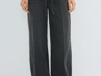 Широкие джинсы с поясом, Серый